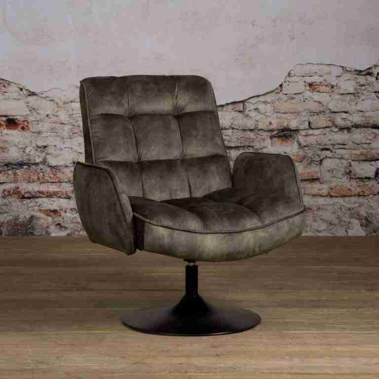 Tower Living Draaibare Fauteuil 'Tropea' Velvet, kleur Donkergroen