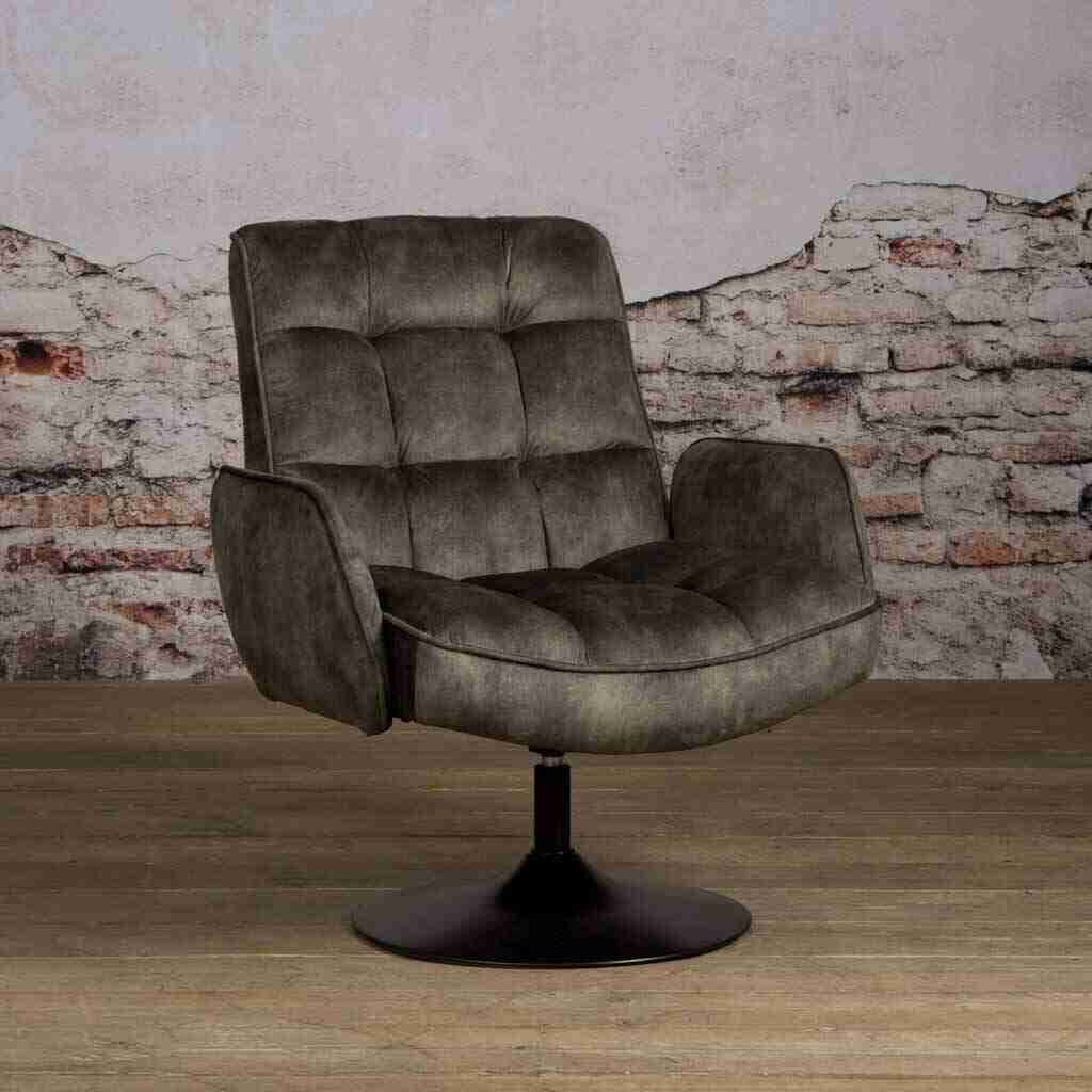 Tower Living Draaibare Fauteuil 'Tropea' Velvet, kleur Donkergroen