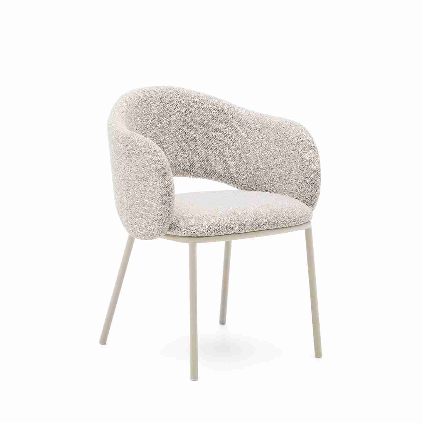 Kave Home Eetkamerstoel 'Maina' Chenille, kleur Beige