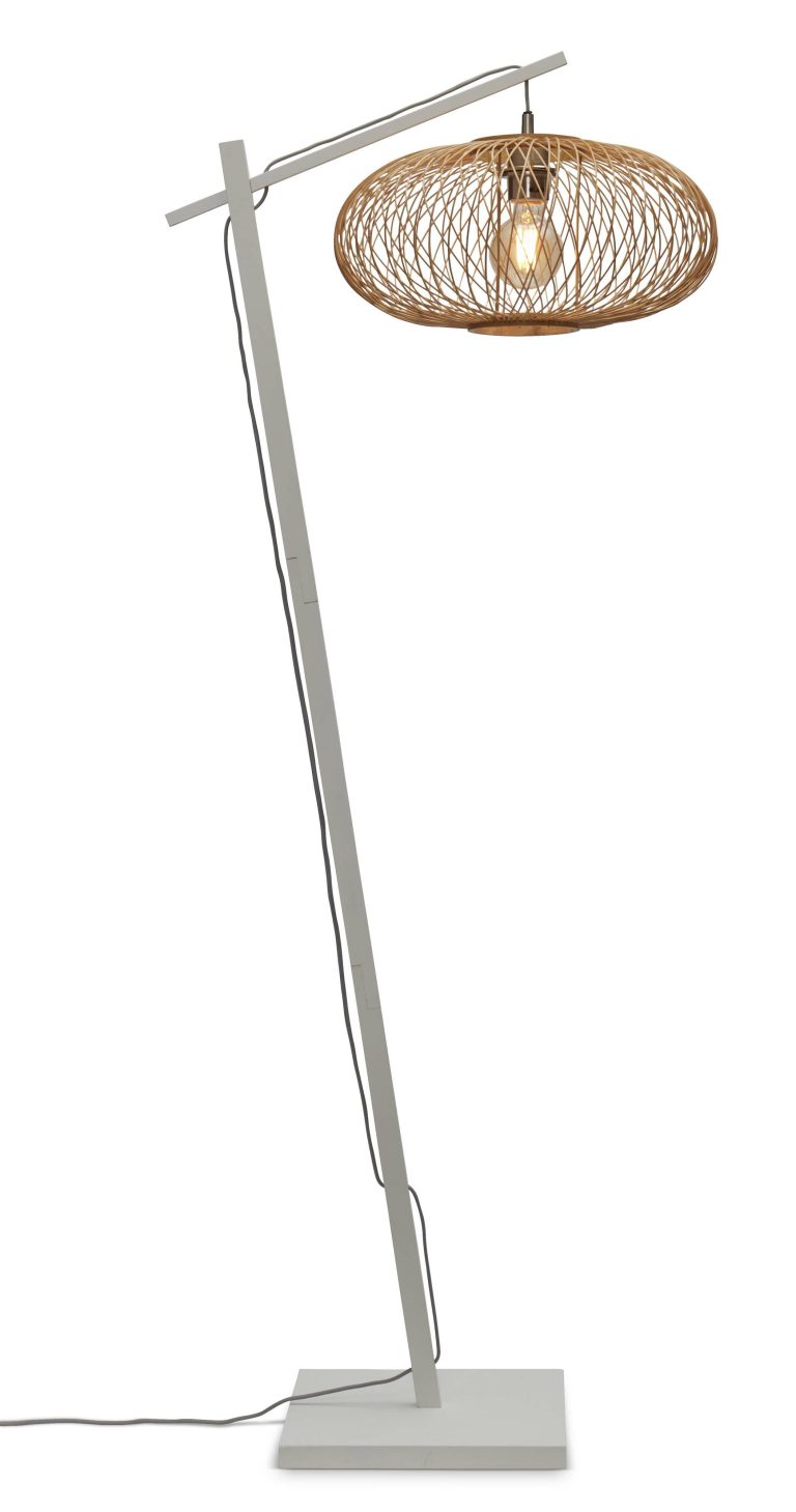 GOOD&MOJO Vloerlamp 'Cango' Bamboe, 150cm, kleur Wit/Naturel