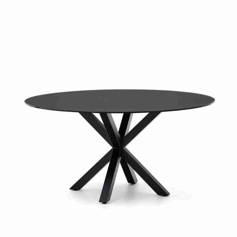 Kave Home Ronde Eettafel 'Argo' Glas, 150cm, kleur Zwart