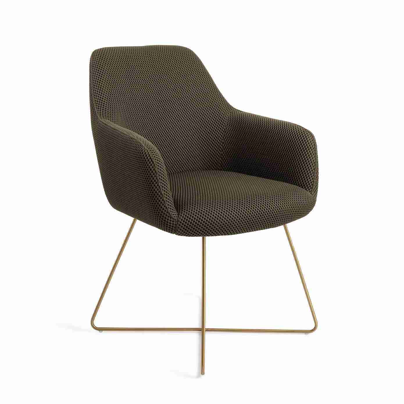 Jesper Home Eetkamerstoel Hiroo Cross Gold - Jungle Jewel