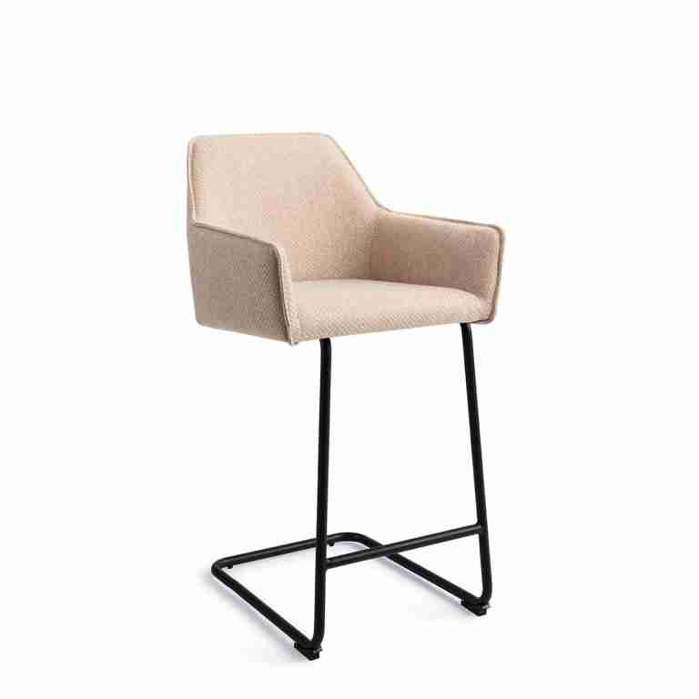 Jesper Home Barkruk 'Hofu' Arch Black, kleur Wild Walnut (zithoogte 65cm)