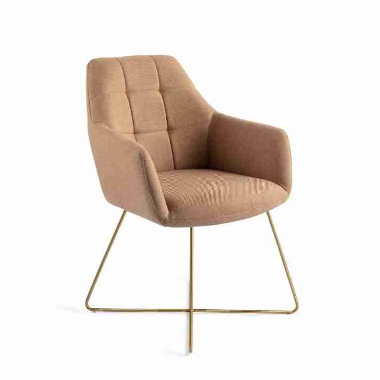 Jesper Home Eetkamerstoel 'Noto' Cross Gold, kleur Toasted Toffee
