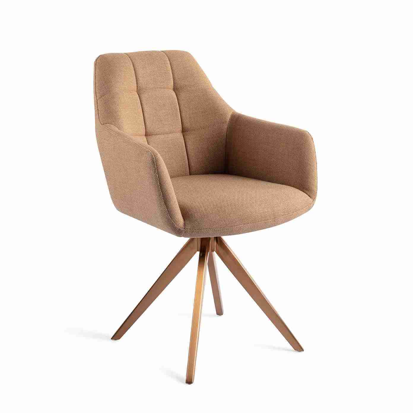 Jesper Home Draaibare Eetkamerstoel 'Noto' Turn Rose, kleur Toasted Toffee