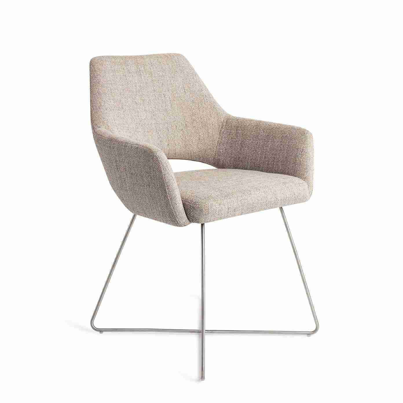 Jesper Home Eetkamerstoel 'Yanai' Cross Steel, kleur Biscuit Beach