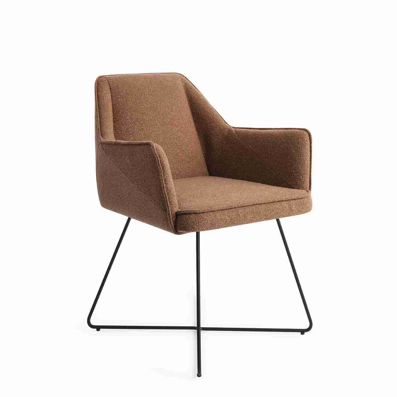 Jesper Home Eetkamerstoel 'Tome' Cross Black, kleur Cinnamon Bun
