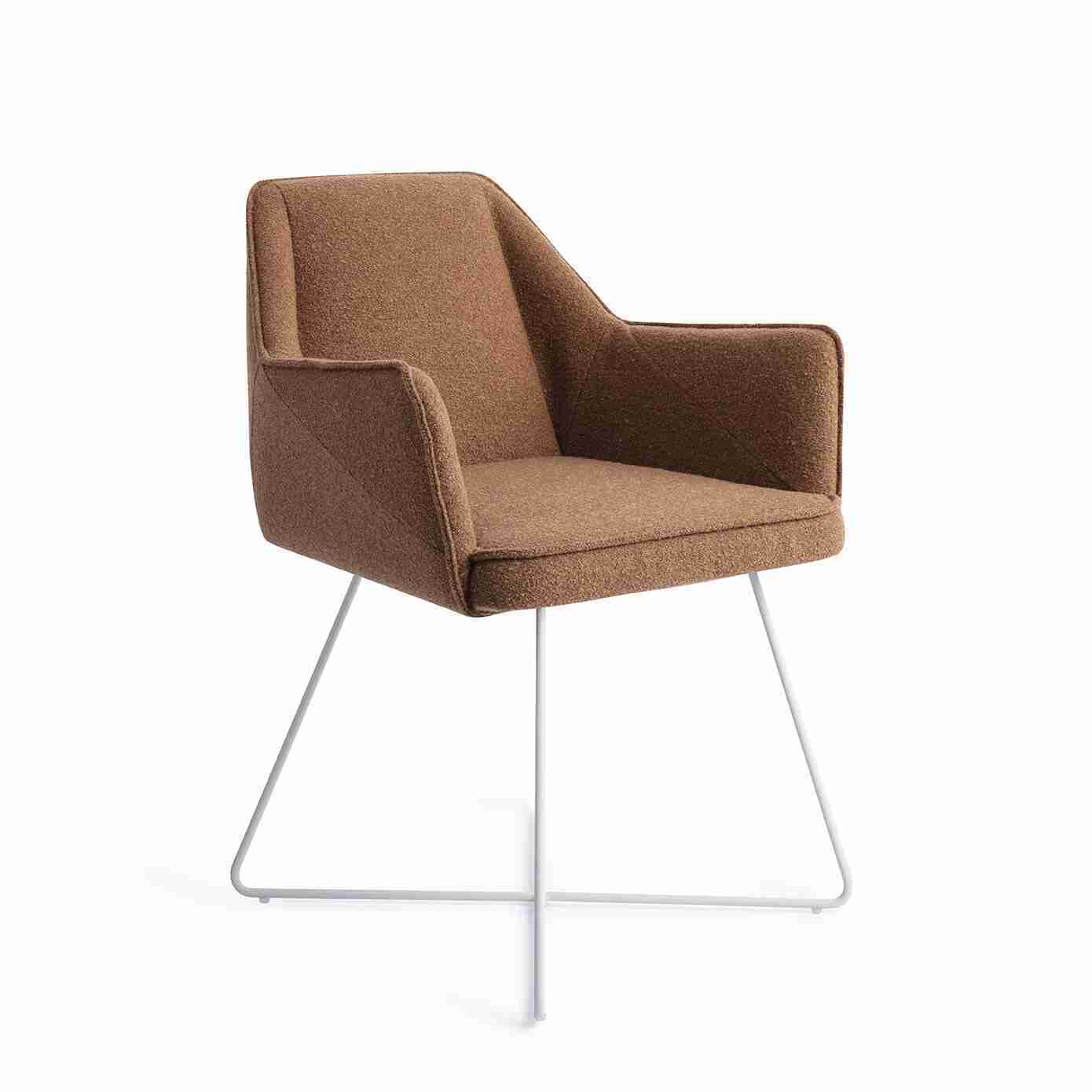 Jesper Home Eetkamerstoel 'Tome' Cross White, kleur Cinnamon Bun