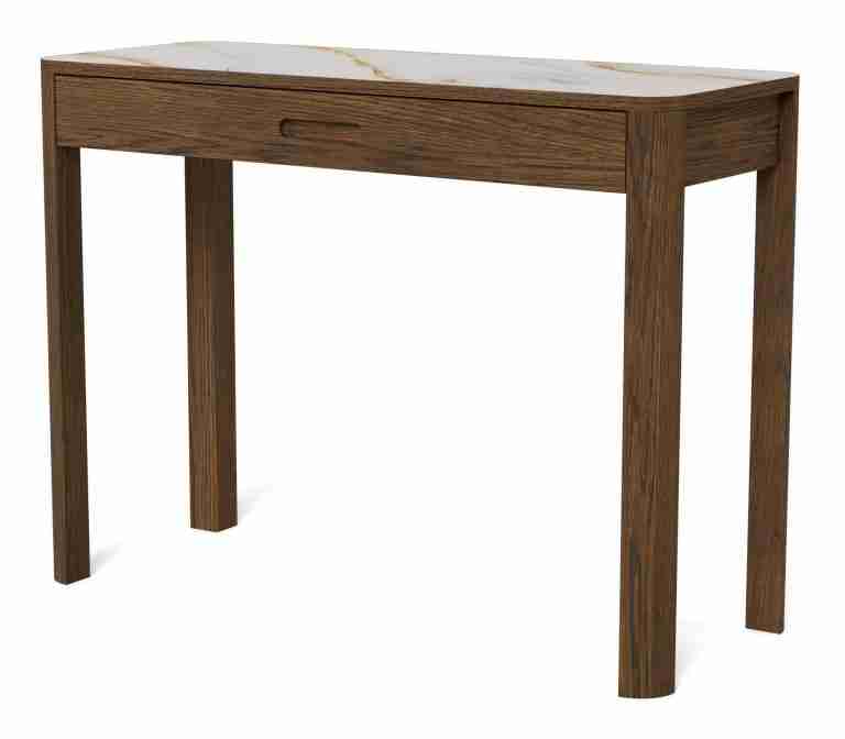 Bendt Sidetable Jawana Marmerlook en eikenfineer, 100cm - Beige