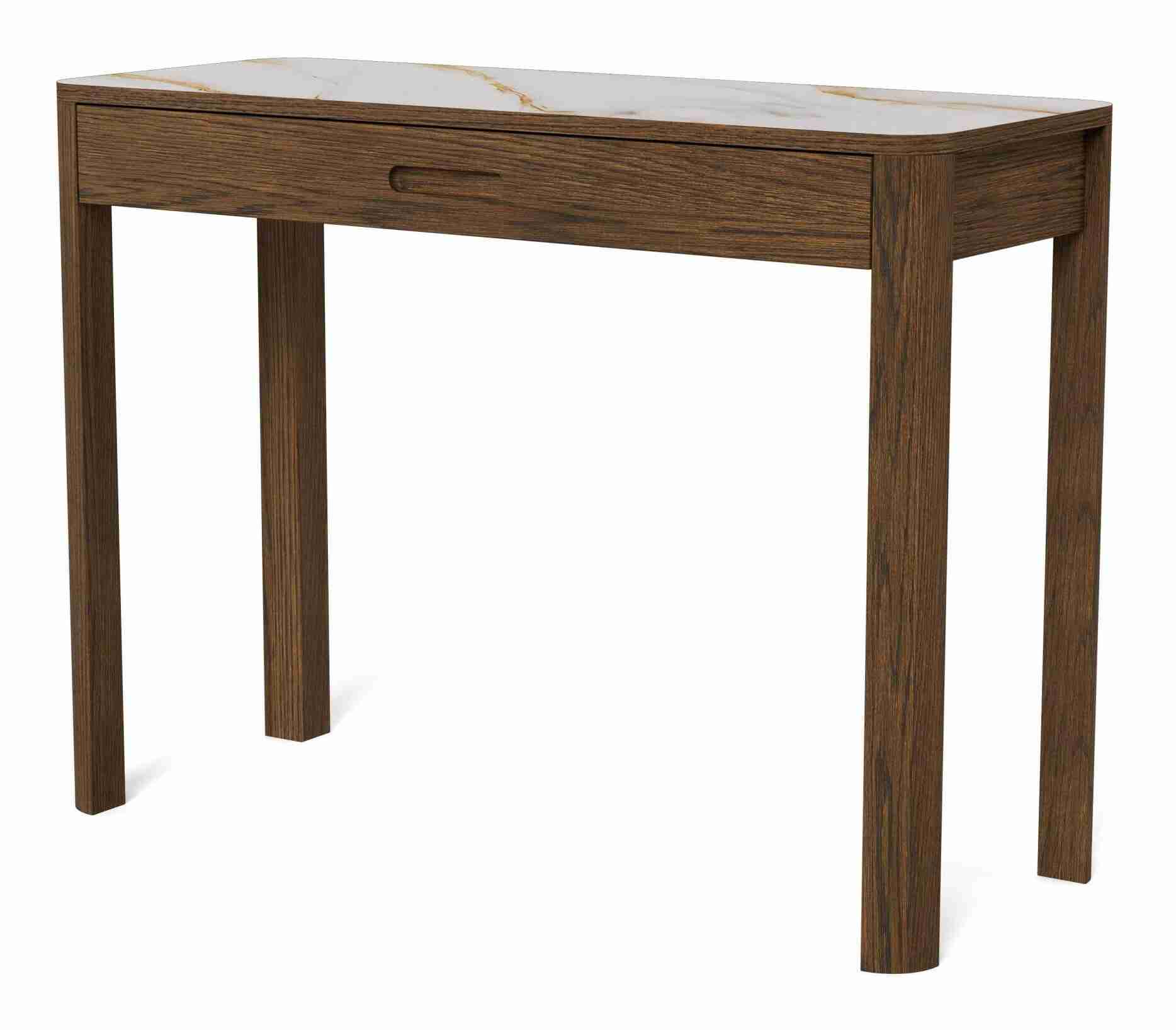 Bendt Sidetable Jawana Marmerlook en eikenfineer, 100cm - Beige