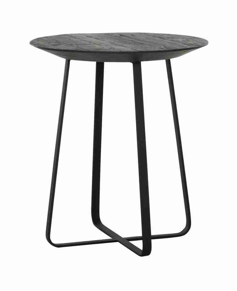 DTP Home Bijzettafel 'Neptunes' Teakhout, 40cm, kleur Zwart