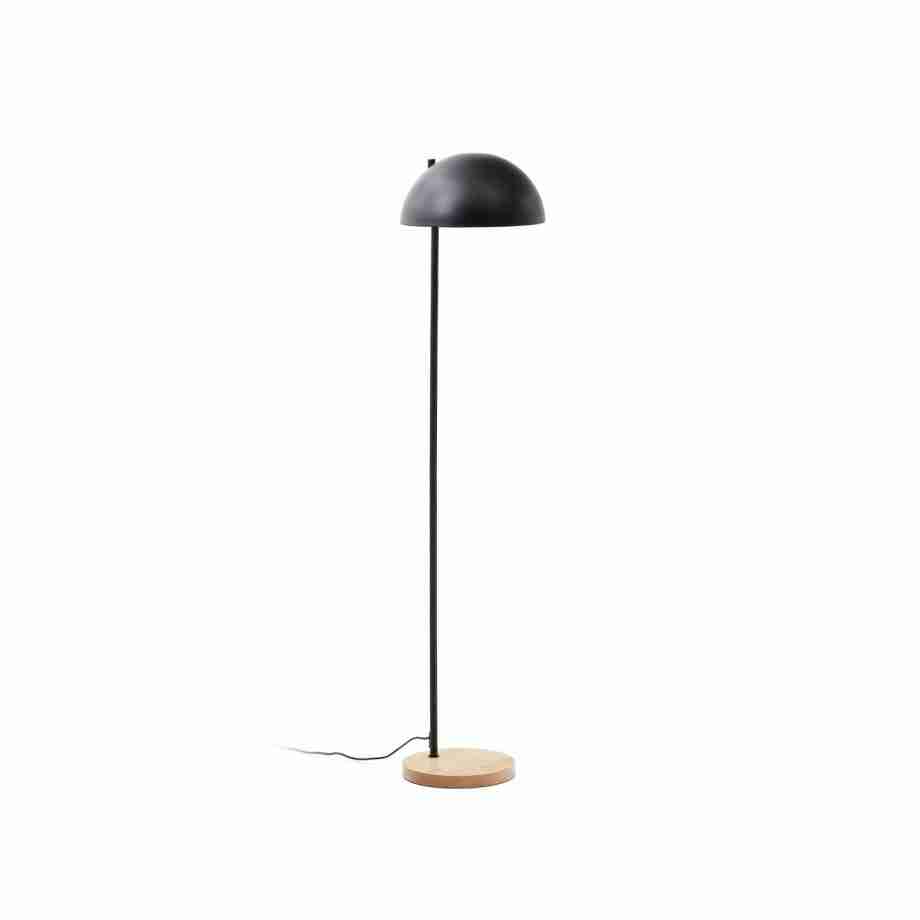 Kave Home Vloerlamp 'Catlar' Essenhout en metaal, kleur Zwart