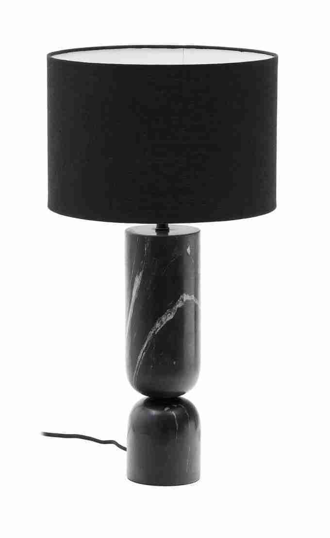 Kave Home Tafellamp 'Vex' Marmer en linnen, 57cm, kleur Zwart