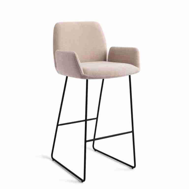 Jesper Home Barkruk 'Misaki' Slide Black, kleur Sand Strand (zithoogte 75cm)