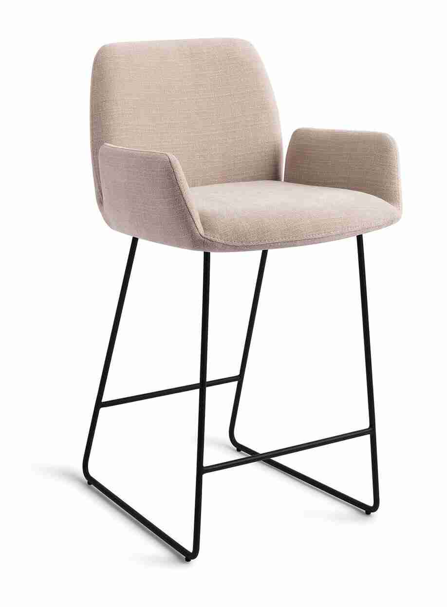Jesper Home Barstoel 'Misaki' Slide Black, kleur Sand Strand (zithoogte 66cm)