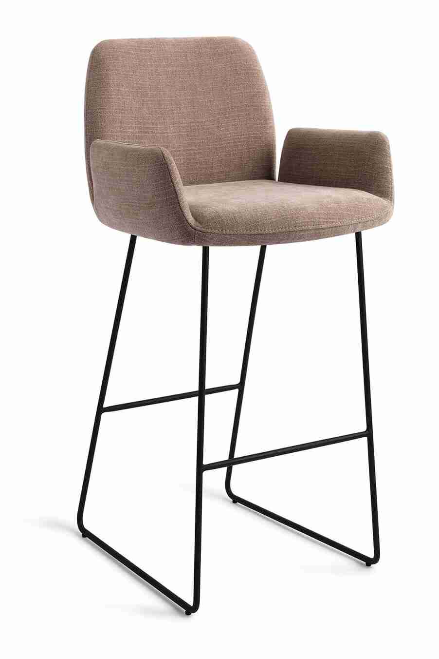 Jesper Home Barkruk 'Misaki' Slide Black, kleur Mocha Mist (zithoogte 75cm)