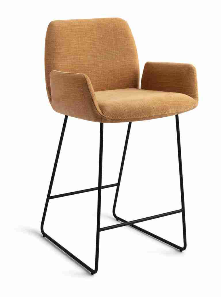 Jesper Home Barstoel 'Misaki' Slide Black, kleur Honey Harvest (zithoogte 65cm)