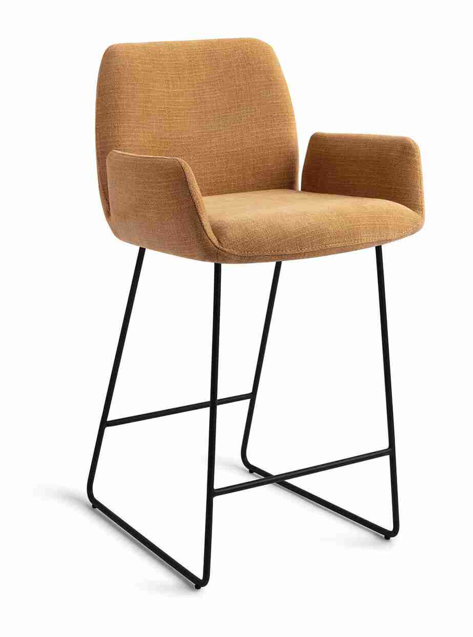 Jesper Home Barstoel 'Misaki' Slide Black, kleur Honey Harvest (zithoogte 65cm)