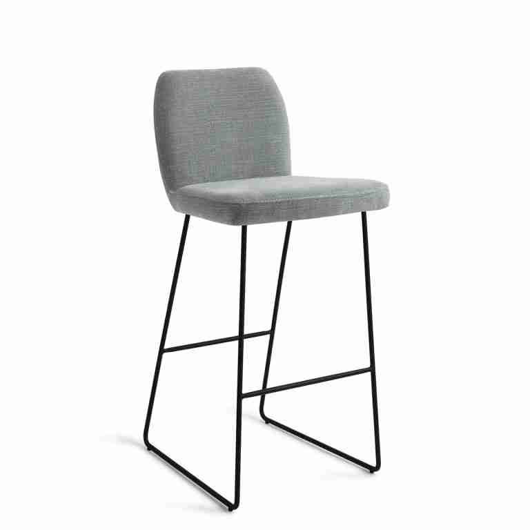 Jesper Home Barkruk 'Ikata' Slide Black, kleur Breezy Blue (zithoogte 75cm)
