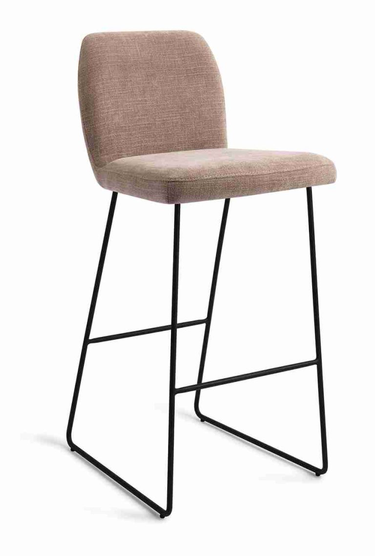 Jesper Home Barkruk 'Ikata' Slide Black, kleur Mocha Mist (zithoogte 75cm)