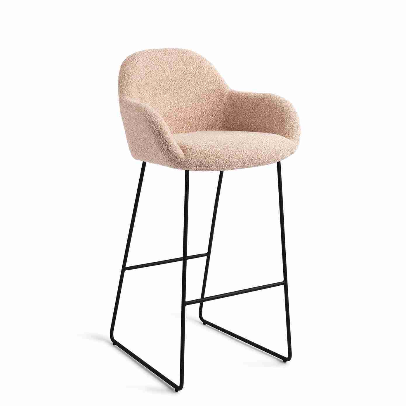 Jesper Home Barkruk 'Kushi' Slide Black, kleur Flax Relax (zithoogte 77cm)