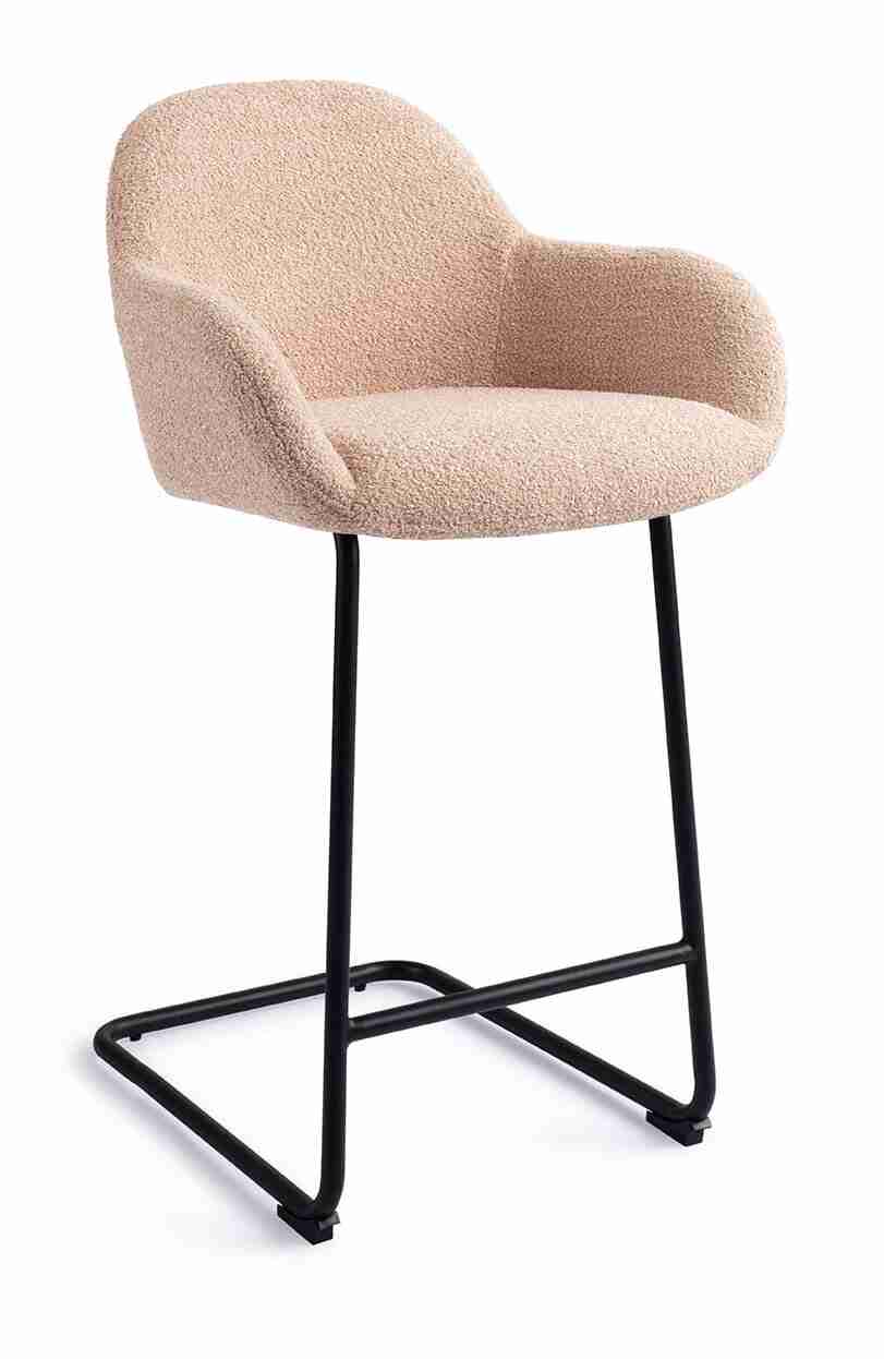 Jesper Home Barstoel 'Kushi' Arch Black, kleur Flax Relax (zithoogte 67cm)