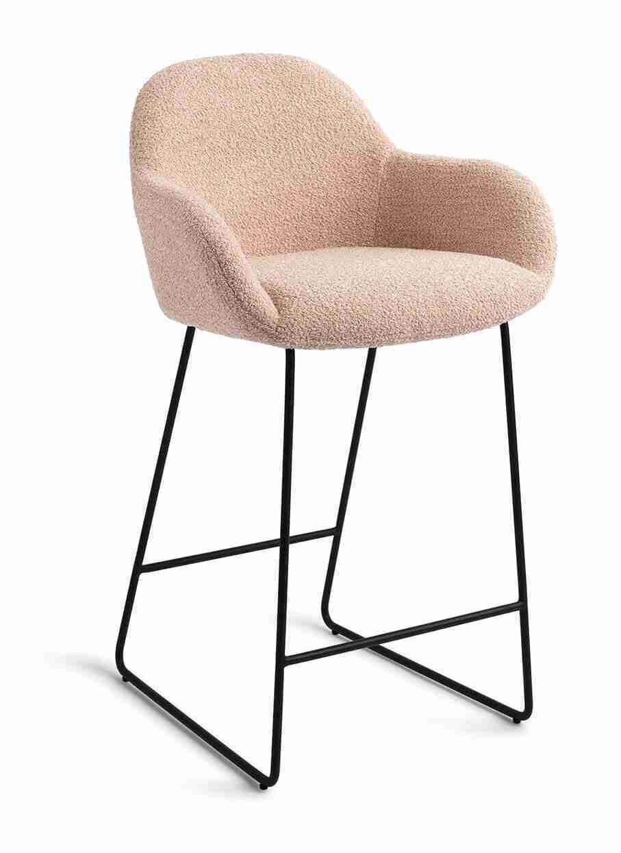 Jesper Home Barstoel 'Kushi' Slide Black, kleur Flax Relax (zithoogte 67cm)
