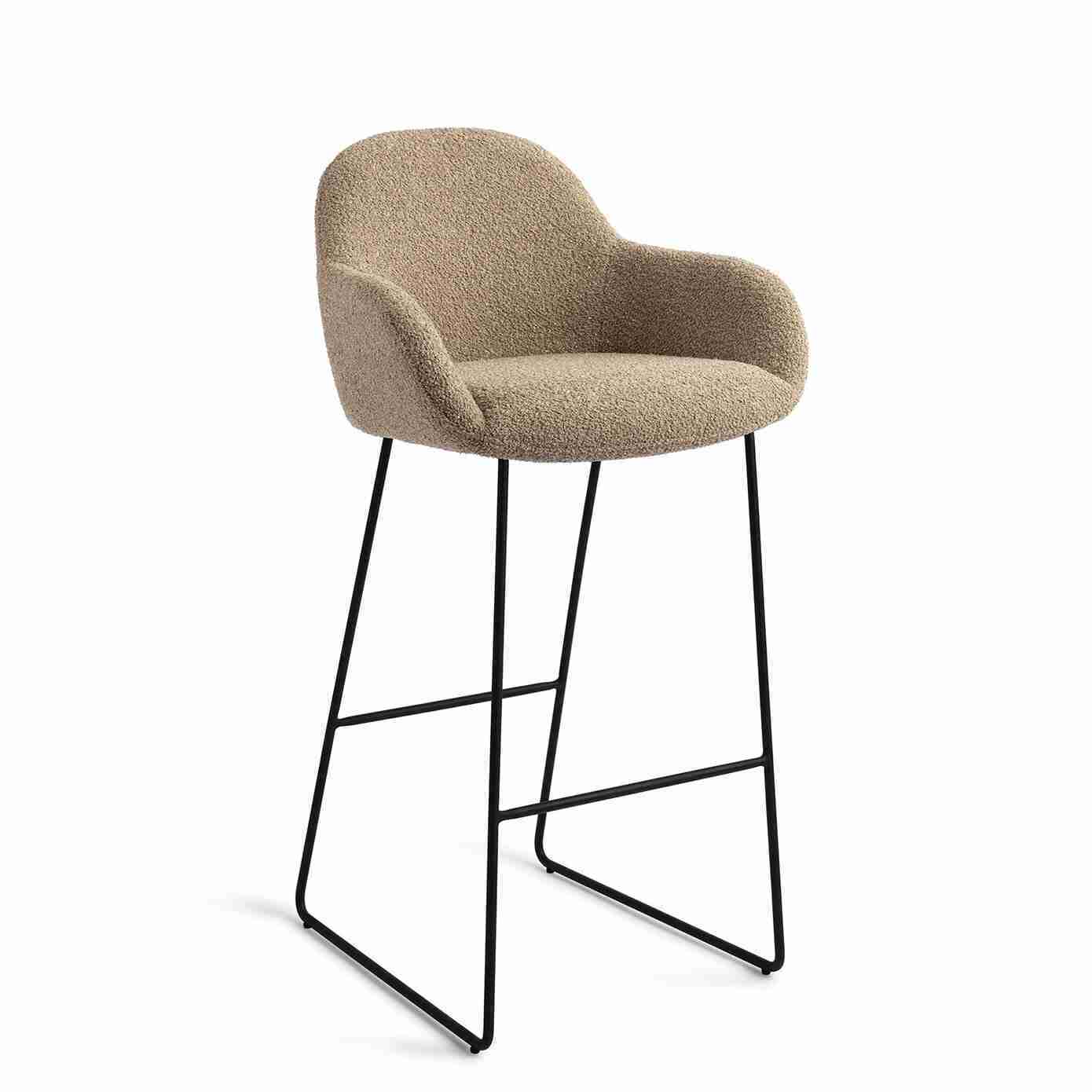 Jesper Home Barkruk 'Kushi' Slide Black, kleur Moss Meadow (zithoogte 77cm)