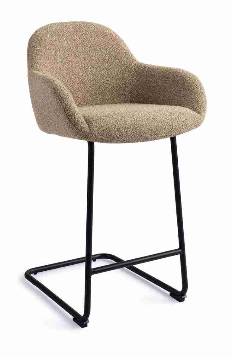Jesper Home Barstoel 'Kushi' Arch Black, kleur Moss Meadow (zithoogte 67cm)