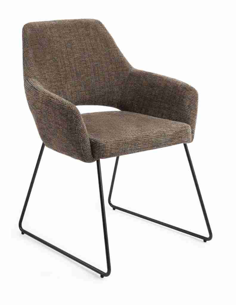 Jesper Home Eetkamerstoel 'Yanai' Slide Black, kleur Checked Chestnut
