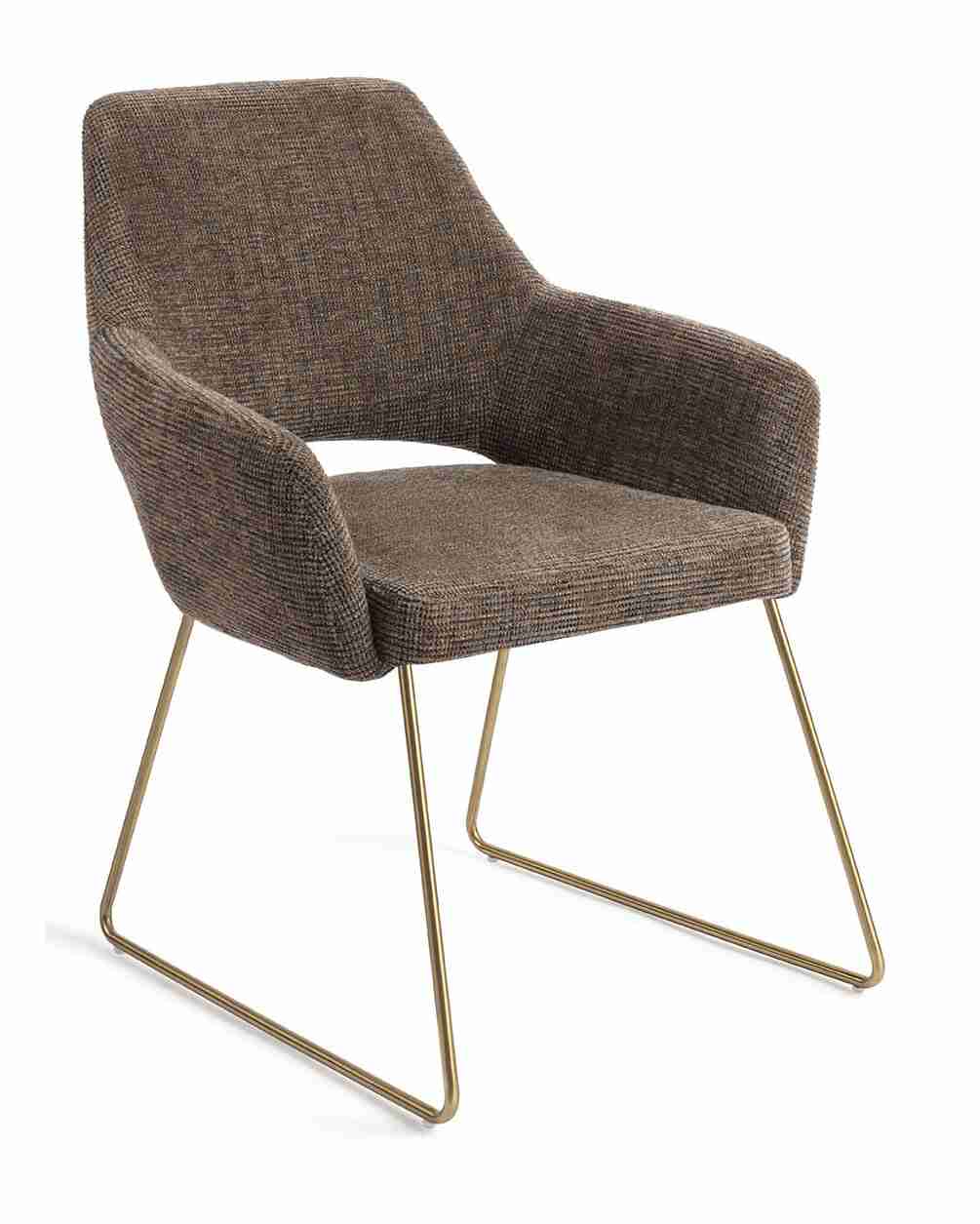 Jesper Home Eetkamerstoel 'Yanai' Slide Gold, kleur Checked Chestnut