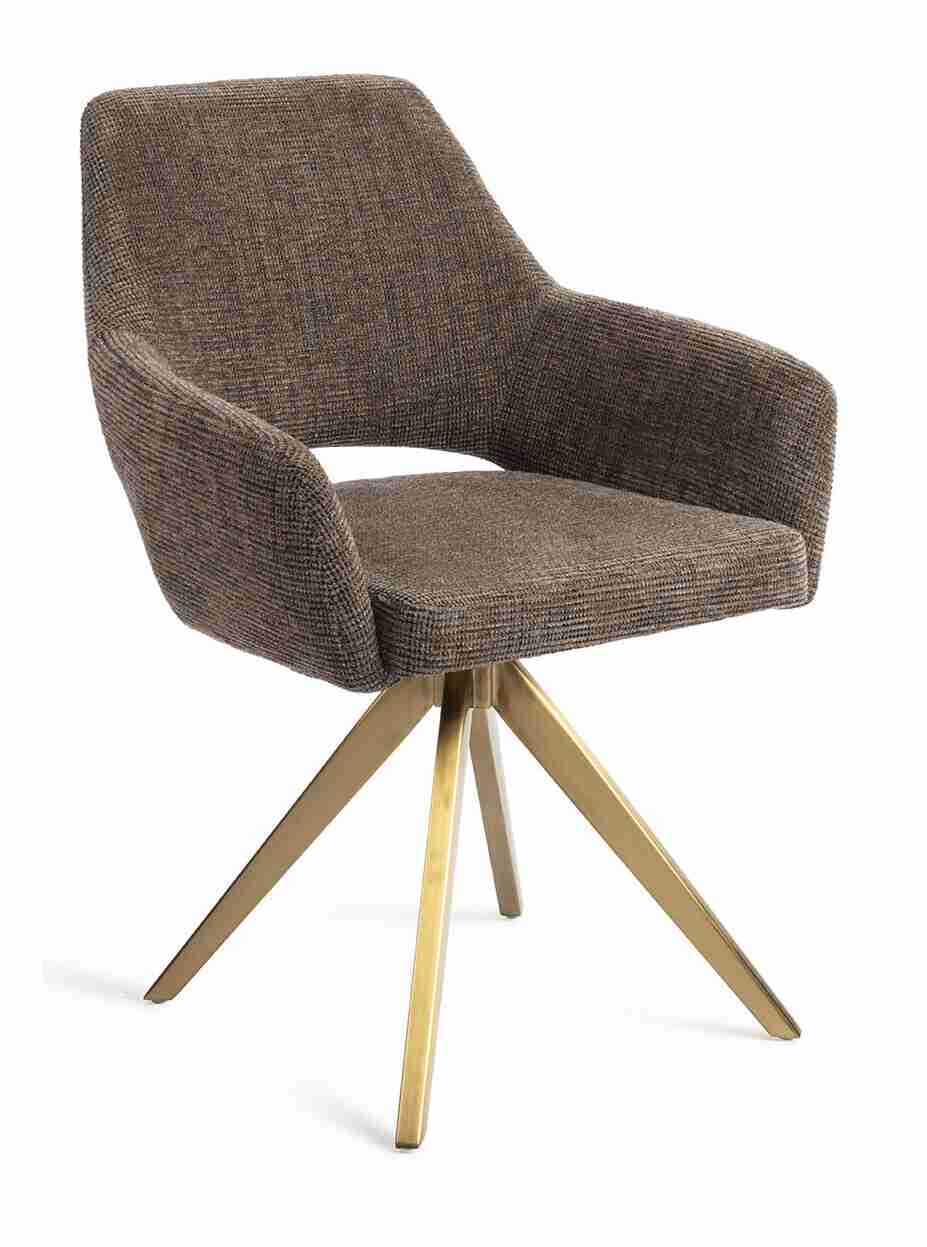Jesper Home Eetkamerstoel 'Yanai' Turn Gold, kleur Checked Chestnut