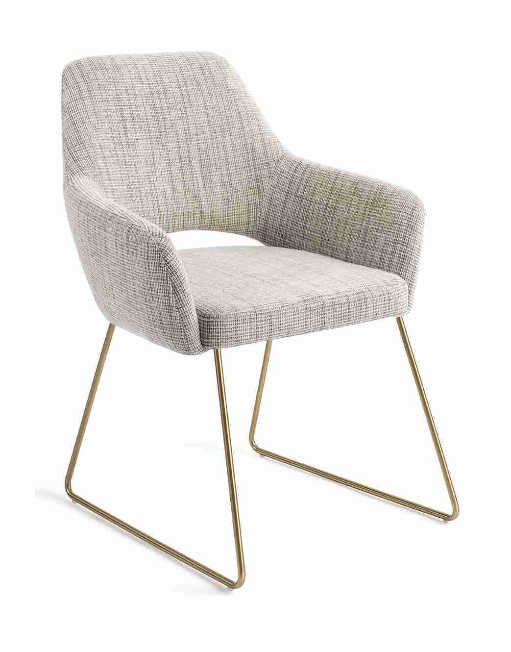 Jesper Home Eetkamerstoel 'Yanai' Slide Gold, kleur Caramel Grid