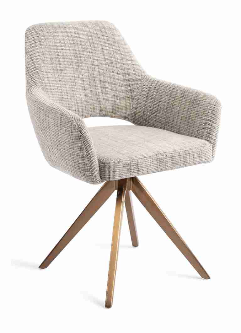 Jesper Home Draaibare Eetkamerstoel 'Yanai' Turn Rose, kleur Caramel Grid