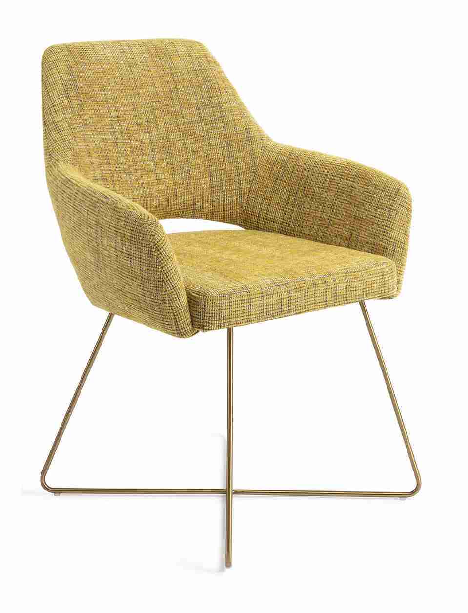 Jesper Home Eetkamerstoel 'Yanai' Cross Gold, kleur Lemon Lines