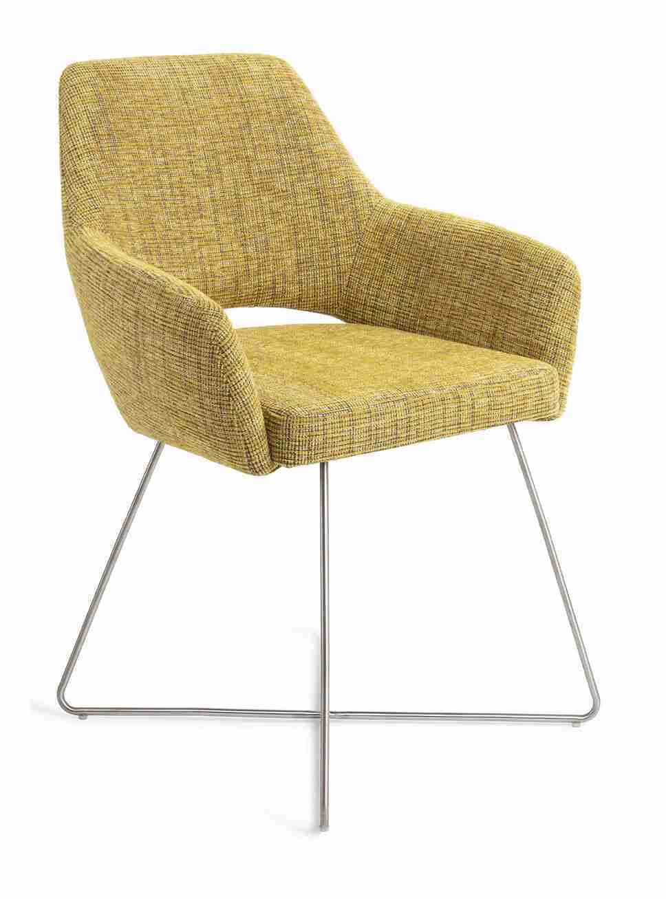 Jesper Home Eetkamerstoel 'Yanai' Cross Steel, kleur Lemon Lines