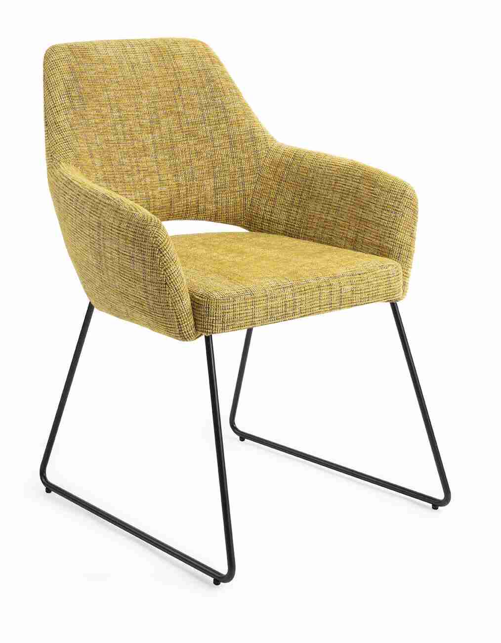 Jesper Home Eetkamerstoel 'Yanai' Slide Black, kleur Lemon Lines