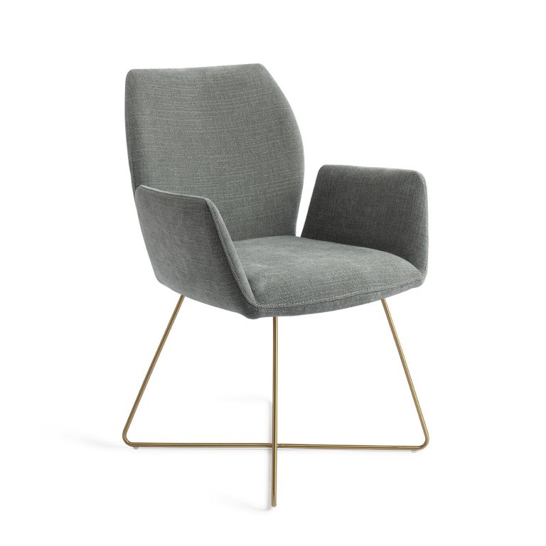 Jesper Home Eetkamerstoel 'Misaki' Cross Gold, kleur Breezy Blue