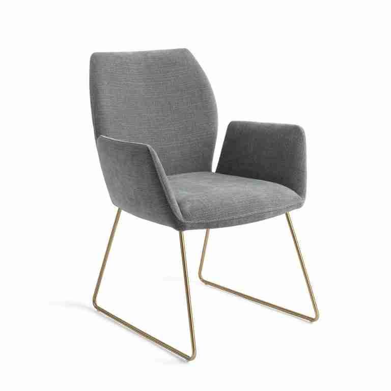 Jesper Home Eetkamerstoel 'Misaki' Slide Gold, kleur Breezy Blue