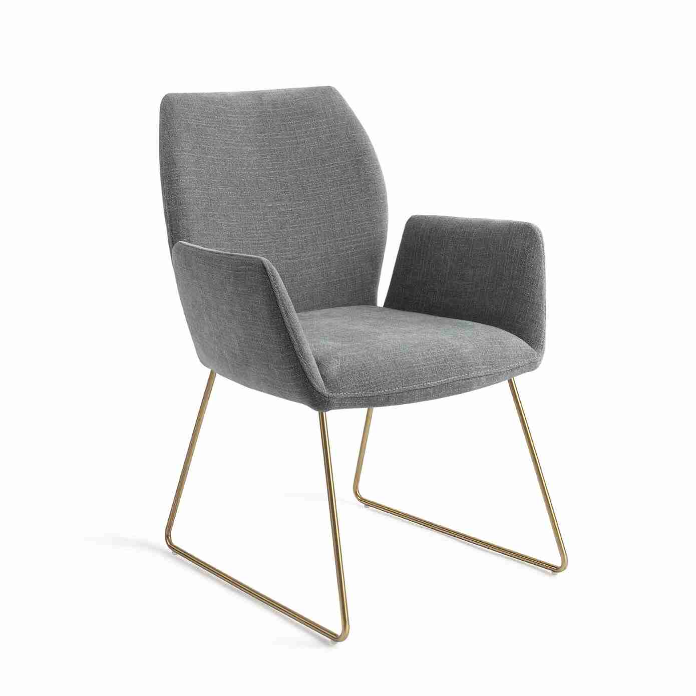 Jesper Home Eetkamerstoel 'Misaki' Slide Gold, kleur Breezy Blue