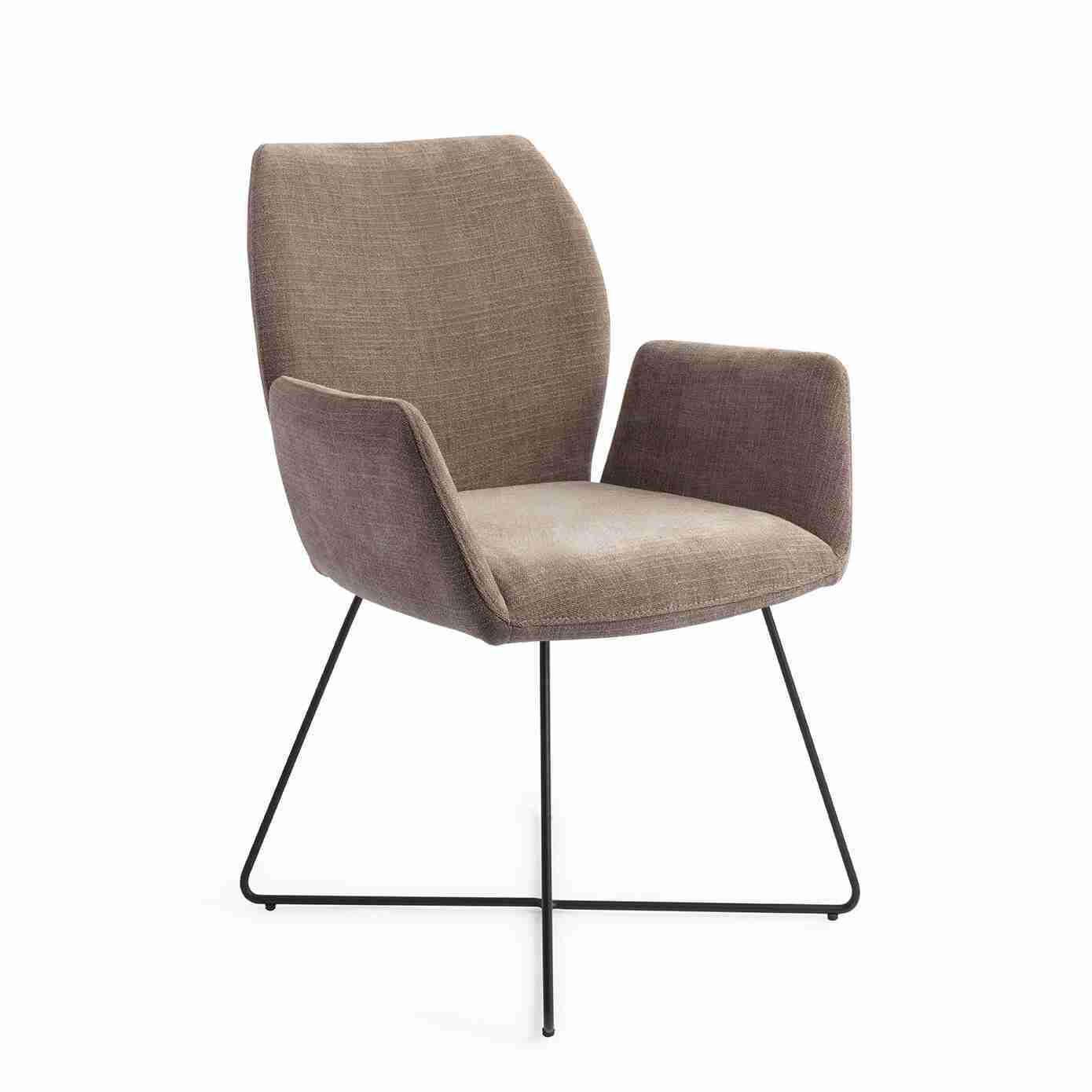Jesper Home Eetkamerstoel 'Misaki' Cross Black, kleur Mocha Mist