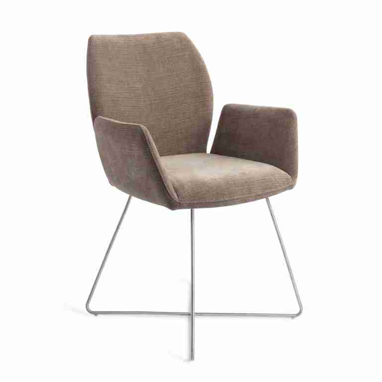 Jesper Home Eetkamerstoel 'Misaki' Cross Steel, kleur Mocha Mist