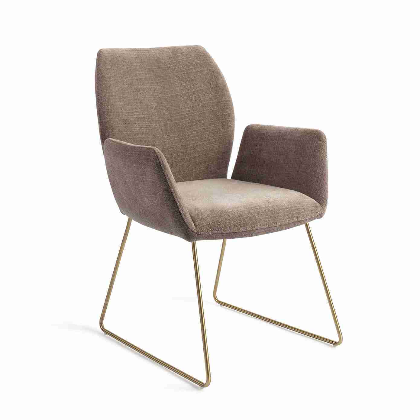 Jesper Home Eetkamerstoel 'Misaki' Slide Gold, kleur Mocha Mist