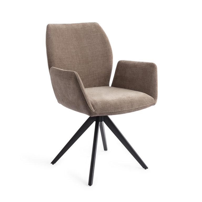 Jesper Home Draaibare Eetkamerstoel 'Misaki' Turn Black, kleur Mocha Mist