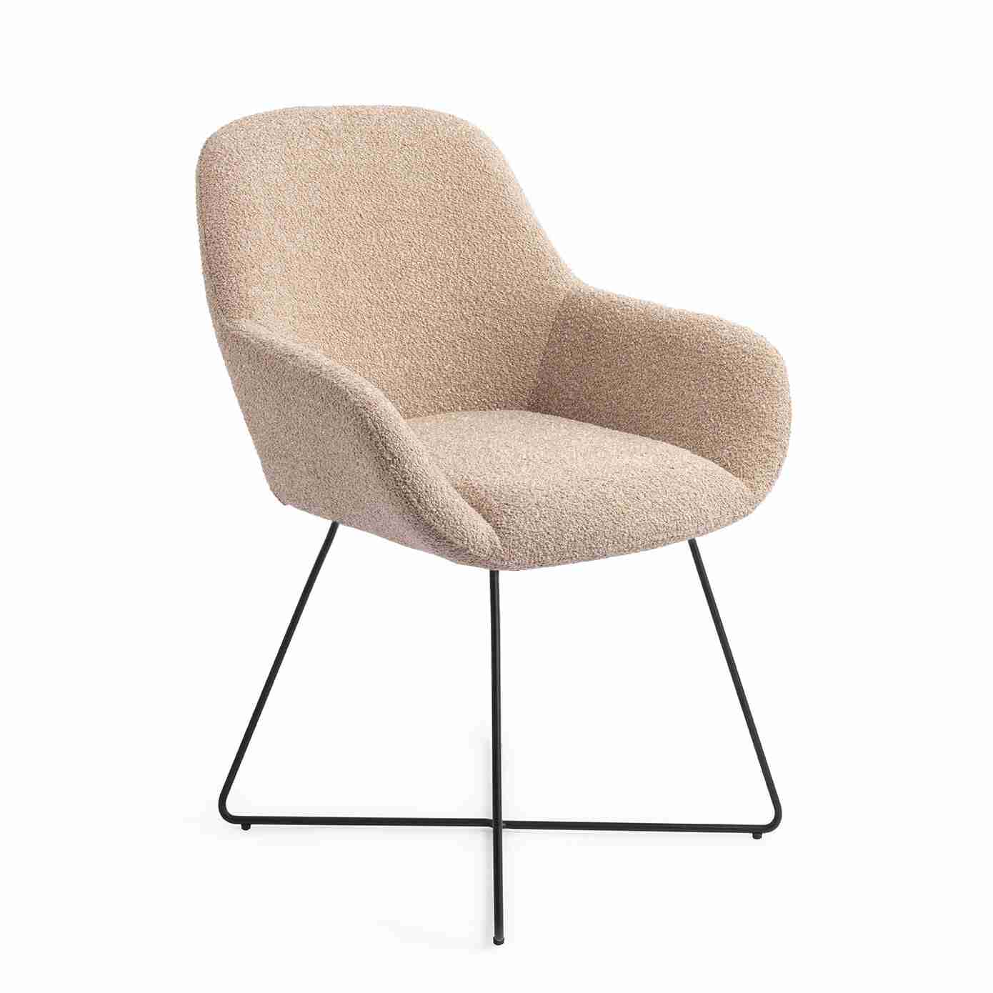 Jesper Home Eetkamerstoel 'Kushi' Cross Black, kleur Flax Relax