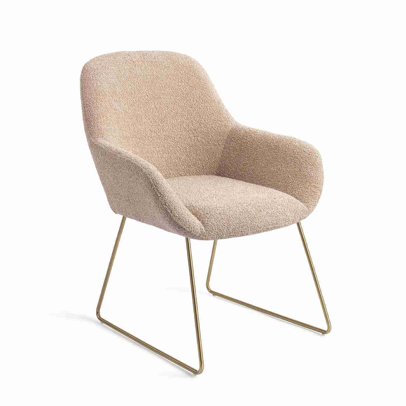 Jesper Home Eetkamerstoel 'Kushi' Slide Gold, kleur Flax Relax