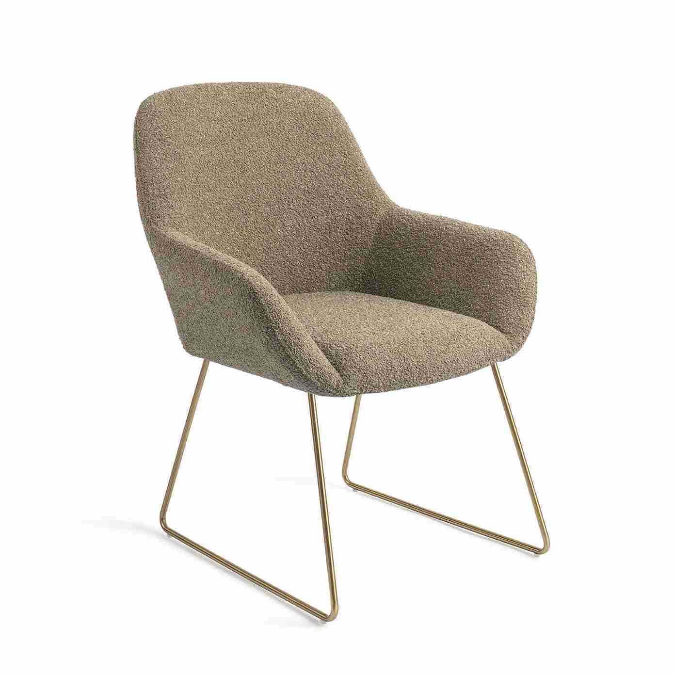 Jesper Home Eetkamerstoel 'Kushi' Slide Gold, kleur Moss Meadow