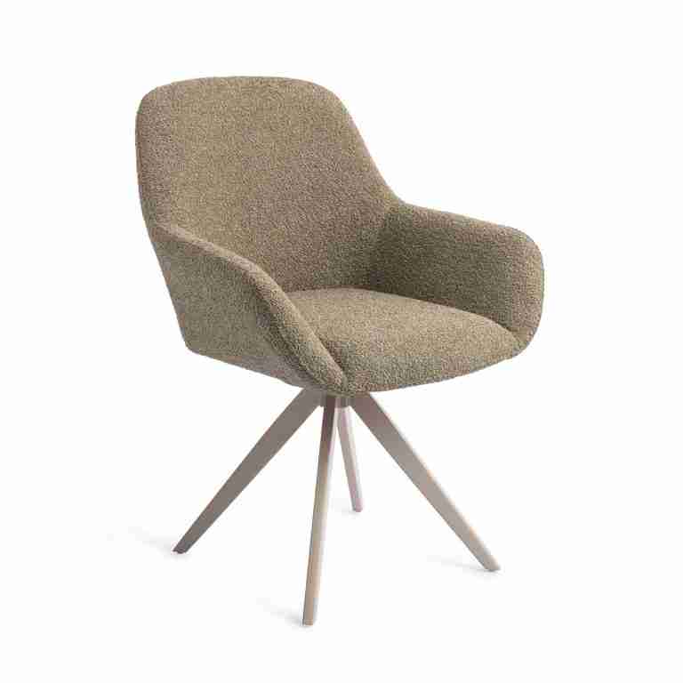 Jesper Home Draaibare Eetkamerstoel 'Kushi' Turn Beige, kleur Moss Meadow