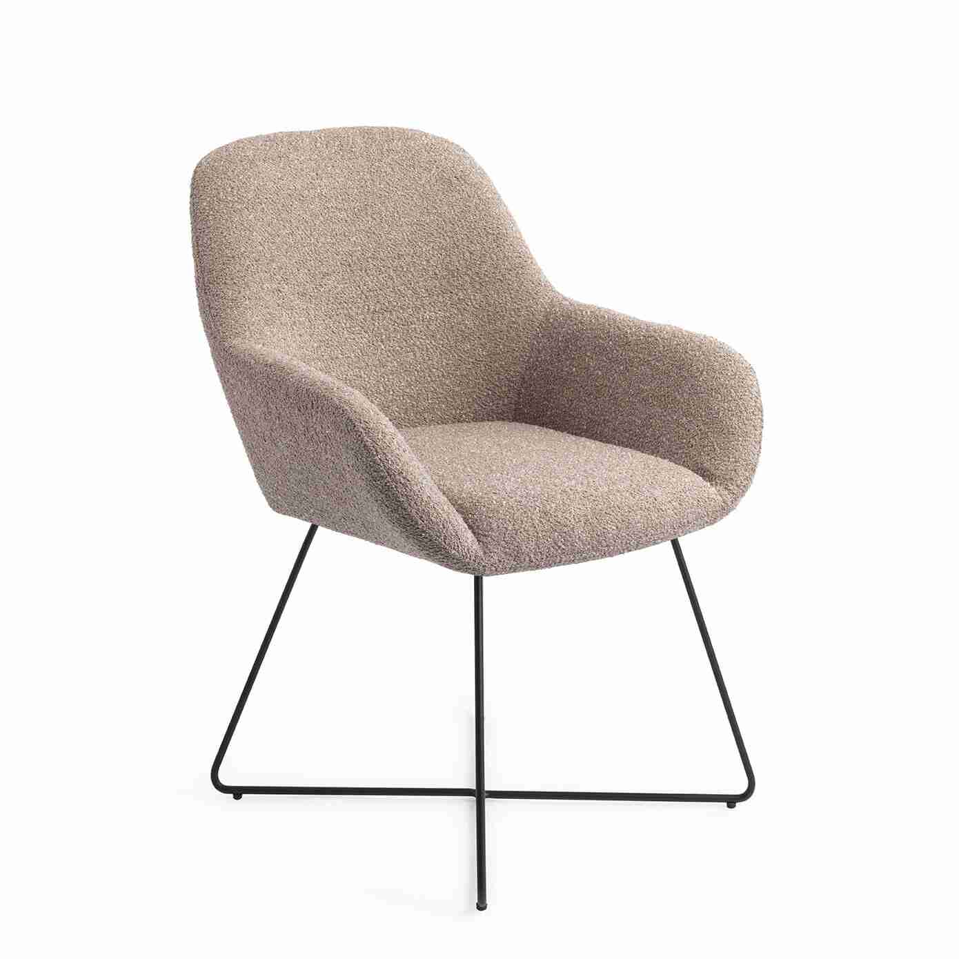 Jesper Home Eetkamerstoel 'Kushi' Cross Black, kleur Stone Haze