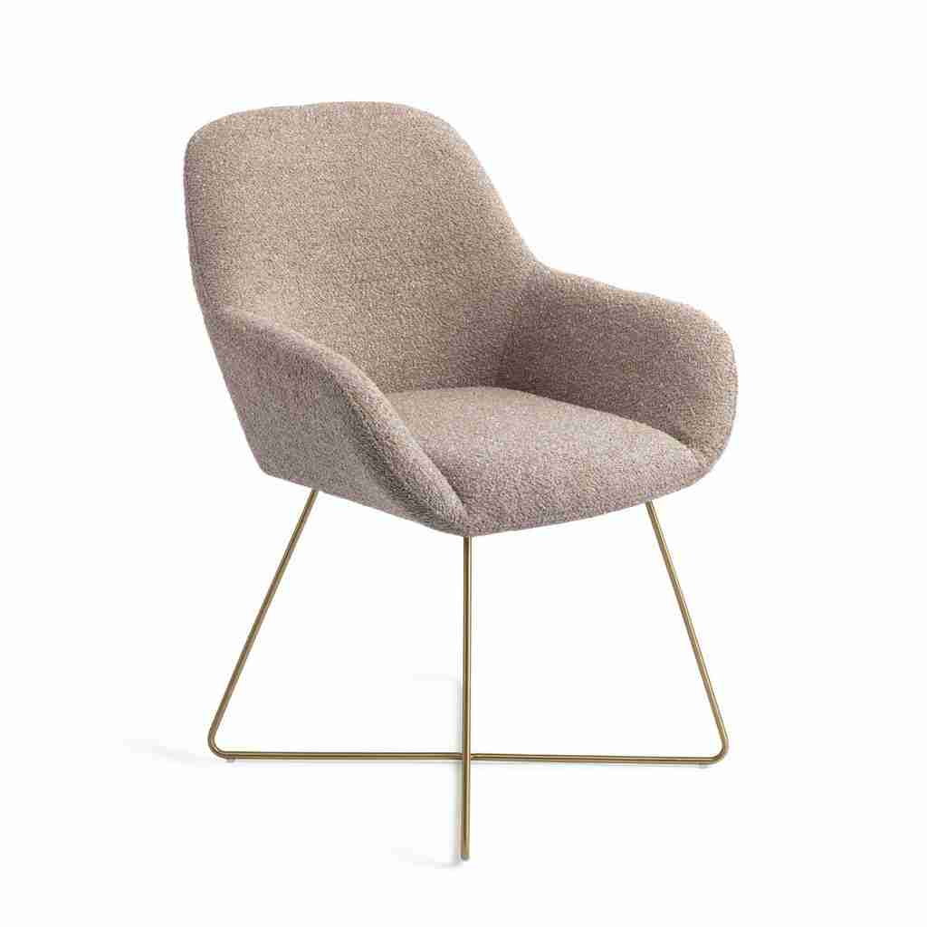Jesper Home Eetkamerstoel 'Kushi' Cross Gold, kleur Stone Haze